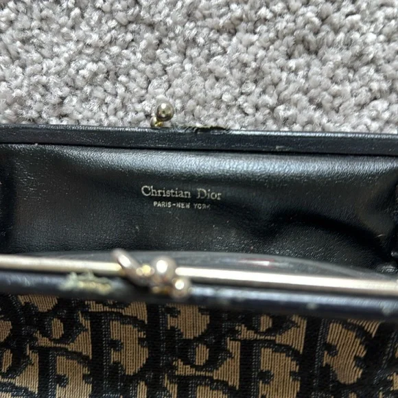 Vintage Dior Black and Cream Canvas Monogram Pouch Clutch - Picture 7 of 8